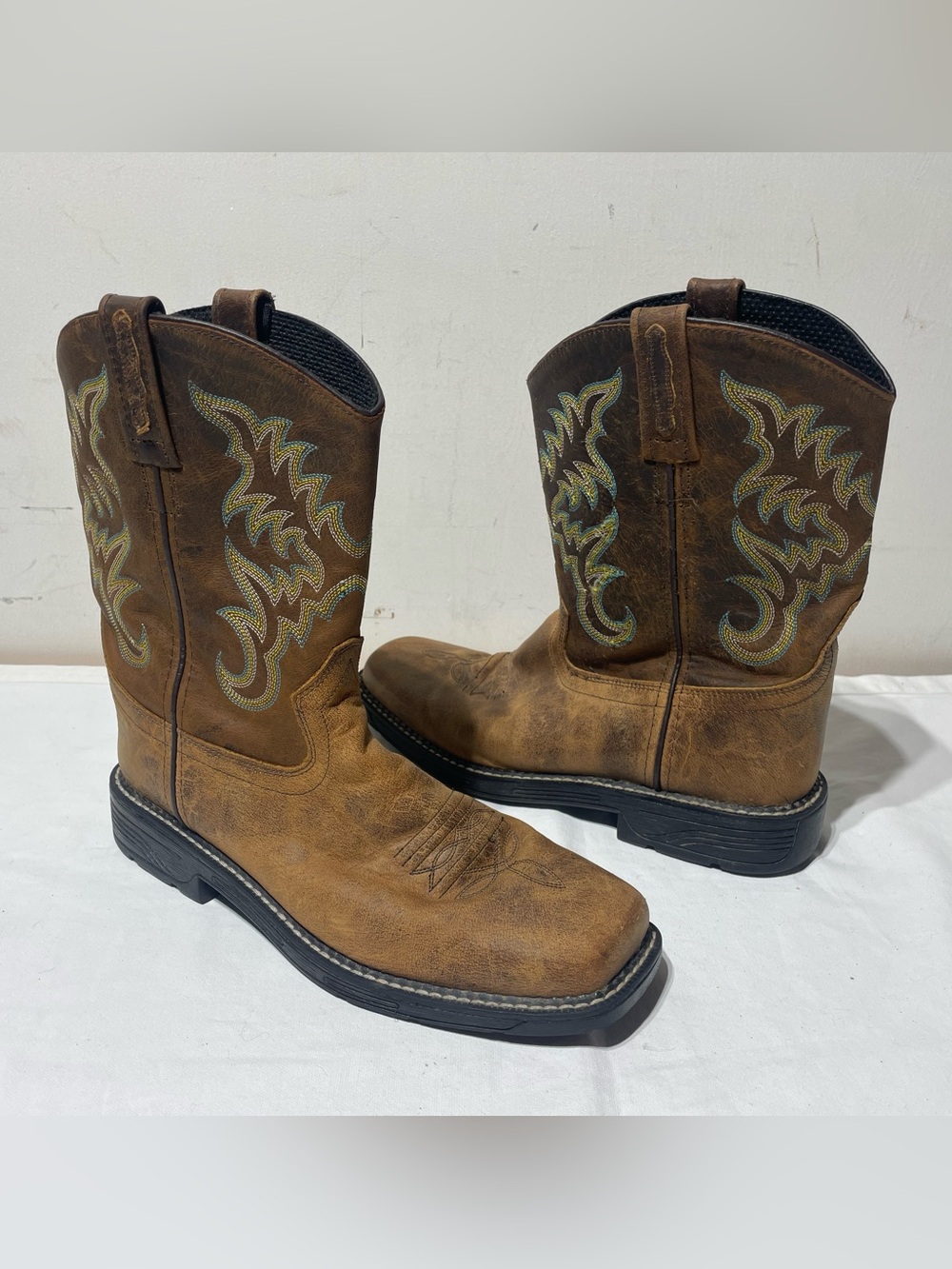 Kids Brown Western Cowboy Boots with Decorative Stitching